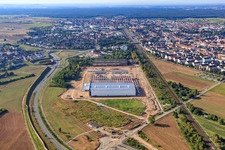 Construction site for the new Decathlon Schwetzingen building in Schwetzingen in the state Baden-Wuerttemberg, Germany