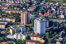 Residential high-rise buildings on Friedrichsfelder Straße in Schwetzingen in the state Baden-Wuerttemberg, Germany