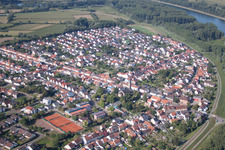 Oblique view of District Rheinhausen in Oberhausen-Rheinhausen in the state Baden-Wuerttemberg, Germany