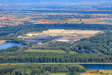 Green Island from the east with Mercedes-Benz Global Logistics Center in Germersheim in the state Rhineland-Palatinate, Germany