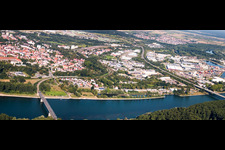 Rhine bridges and old harbor in Germersheim in the state Rhineland-Palatinate, Germany