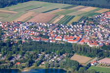 Aerial photograpy of View of the town from the northeast in the district Sondernheim in Germersheim in the state Rhineland-Palatinate, Germany