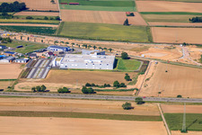 Nordring Industrial Estate DBK EMS GmbH & Co. KG and DBK David + Baader GmbH in Rülzheim in the state Rhineland-Palatinate, Germany seen from above