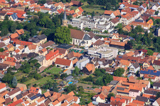 Municipal administration, Church of St. Mauritius and Braunsche Foundation in Rülzheim in the state Rhineland-Palatinate, Germany