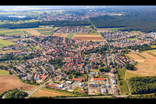Aerial photograpy of View from the north in Rheinzabern in the state Rhineland-Palatinate, Germany