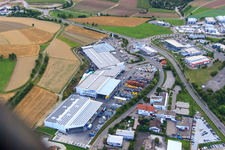 Kömpf Construction Center GmbH in Calw in the state Baden-Wuerttemberg, Germany from the plane