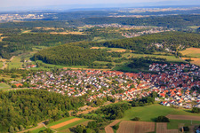 Aerial view of View of the town from the west in Gechingen in the state Baden-Wuerttemberg, Germany