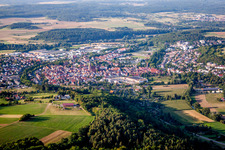 Aerial view of Town View of the streets and houses of the residential areas in Weil der Stadt in the state Baden-Wurttemberg, Germany