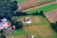 Aerial view of Scout camp at the Hardtmühle in Minfeld in the state Rhineland-Palatinate, Germany