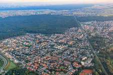 Railway line divides the town in Jockgrim in the state Rhineland-Palatinate, Germany