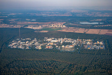Karlsruhe Nuclear Research Center from the east in the district Leopoldshafen in Eggenstein-Leopoldshafen in the state Baden-Wuerttemberg, Germany
