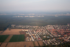 Drone recording of District Friedrichstal in Stutensee in the state Baden-Wuerttemberg, Germany