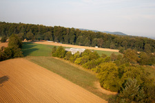 Aerial view of Radio beacon KRH VOR Karlsruhe in the district Wöschbach in Pfinztal in the state Baden-Wuerttemberg, Germany