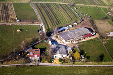 Aerial view of Heidebrunnerhof horse farm in Oberotterbach in the state Rhineland-Palatinate, Germany