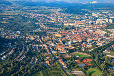City view from the northeast in the district Durlach in Karlsruhe in the state Baden-Wuerttemberg, Germany