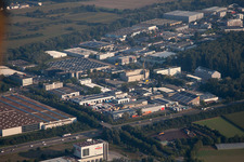 Aerial view of Greschbachstr in the district Grötzingen in Karlsruhe in the state Baden-Wuerttemberg, Germany