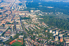 Aerial view of Between Haid-und-Neu-Straße and Durlacher Allee in the district Oststadt in Karlsruhe in the state Baden-Wuerttemberg, Germany