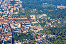 Aerial view of Max Rubner Institute in the district Oststadt in Karlsruhe in the state Baden-Wuerttemberg, Germany