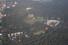 Aerial view of Wildparkstadion in the district Innenstadt-Ost in Karlsruhe in the state Baden-Wuerttemberg, Germany