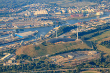Energieberg-Karlsruhe wind farm in the Rhine harbor in the district Knielingen in Karlsruhe in the state Baden-Wuerttemberg, Germany