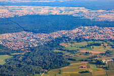 Aerial view of City overview from the south in Jockgrim in the state Rhineland-Palatinate, Germany