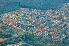 Oblique view of City overview from the south in Jockgrim in the state Rhineland-Palatinate, Germany