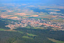 Aerial view of City overview from the southeast in Kandel in the state Rhineland-Palatinate, Germany