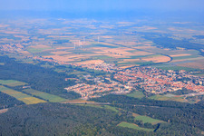 Aerial photograpy of City overview from the southeast in Kandel in the state Rhineland-Palatinate, Germany