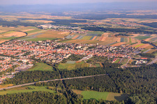 City overview from the southeast in Kandel in the state Rhineland-Palatinate, Germany from above