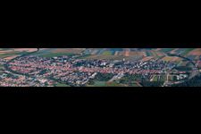 Panoramic perspective Town View of the streets and houses of the residential areas in Kandel in the state Rhineland-Palatinate, Germany
