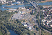 Aerial view of Maximilianscenter 2 in the district Maximiliansau in Wörth am Rhein in the state Rhineland-Palatinate, Germany