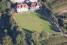 Aerial photograpy of Ensemble of sports grounds of Suedbadischen Sportschule in the district Steinbach in Baden-Baden in the state Baden-Wurttemberg, Germany