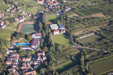 Oblique view of Ensemble of sports grounds of Suedbadischen Sportschule in the district Steinbach in Baden-Baden in the state Baden-Wurttemberg, Germany