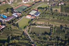 Ensemble of sports grounds of Suedbadischen Sportschule in the district Steinbach in Baden-Baden in the state Baden-Wurttemberg, Germany from above