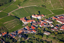 Neuweir Castle in the district Neuweier in Baden-Baden in the state Baden-Wuerttemberg, Germany from above