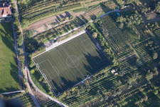 Ensemble of sports grounds of Suedbadischen Sportschule in the district Steinbach in Baden-Baden in the state Baden-Wurttemberg, Germany from the plane