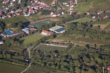 Ensemble of sports grounds of Suedbadischen Sportschule in the district Steinbach in Baden-Baden in the state Baden-Wurttemberg, Germany viewn from the air