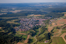 Village - view on the edge of agricultural fields and farmland in Haiterbach in the state Baden-Wurttemberg, Germany