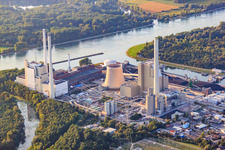 Rhine port steam power plant Karlsruhe of EnBW Energie Baden-Württemberg AG in the district Daxlanden in Karlsruhe in the state Baden-Wuerttemberg, Germany out of the air