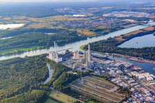 Rhine port steam power plant Karlsruhe of EnBW Energie Baden-Württemberg AG in the district Daxlanden in Karlsruhe in the state Baden-Wuerttemberg, Germany seen from above