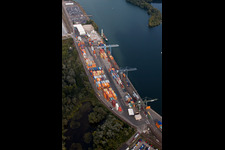 Container Terminal in the port of the inland port Rheinhafen Woerth in Woerth am Rhein in the state Rhineland-Palatinate