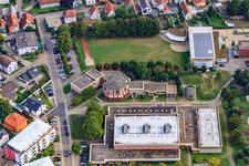 Aerial view of Rheinhalle, Tullahalle and Bürgerhaus in the district Maximiliansau in Wörth am Rhein in the state Rhineland-Palatinate, Germany