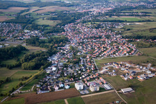 Village - view on the edge of agricultural fields and farmland in Gundershoffen in Grand Est, France