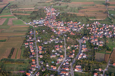 Aerial view of Gunstett in the state Bas-Rhin, France
