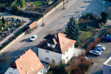 Aerial photograpy of Landauer Street in Kandel in the state Rhineland-Palatinate, Germany