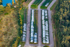 Aerial photograpy of Bürstner warehouse in the district Altenstadt in Wissembourg in the state Bas-Rhin, France