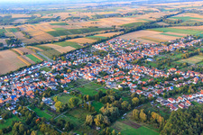 Village overview from the southwest in the district Schaidt in Wörth am Rhein in the state Rhineland-Palatinate, Germany
