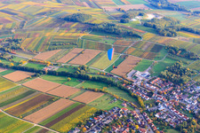 Aerial view of Bahnhofstr in Klingenmünster in the state Rhineland-Palatinate, Germany