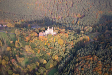 Oblique view of Berwartstein Castle in Erlenbach bei Dahn in the state Rhineland-Palatinate, Germany