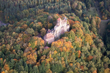 Bird's eye view of Berwartstein Castle in Erlenbach bei Dahn in the state Rhineland-Palatinate, Germany